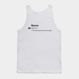 Funny vegan definition: Bacon - Women Men Kids Sticker Tank Top